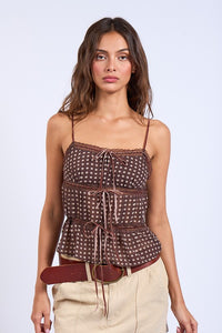 Polka Dot Lace Ribbon Top